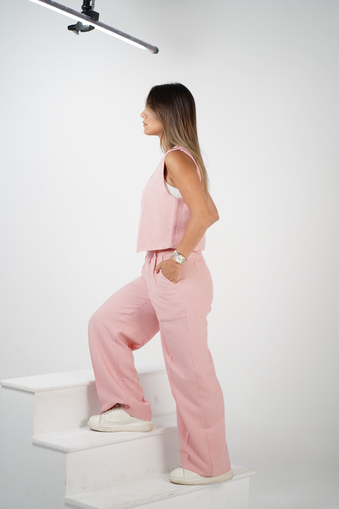 The Vest Set in Lush Blush