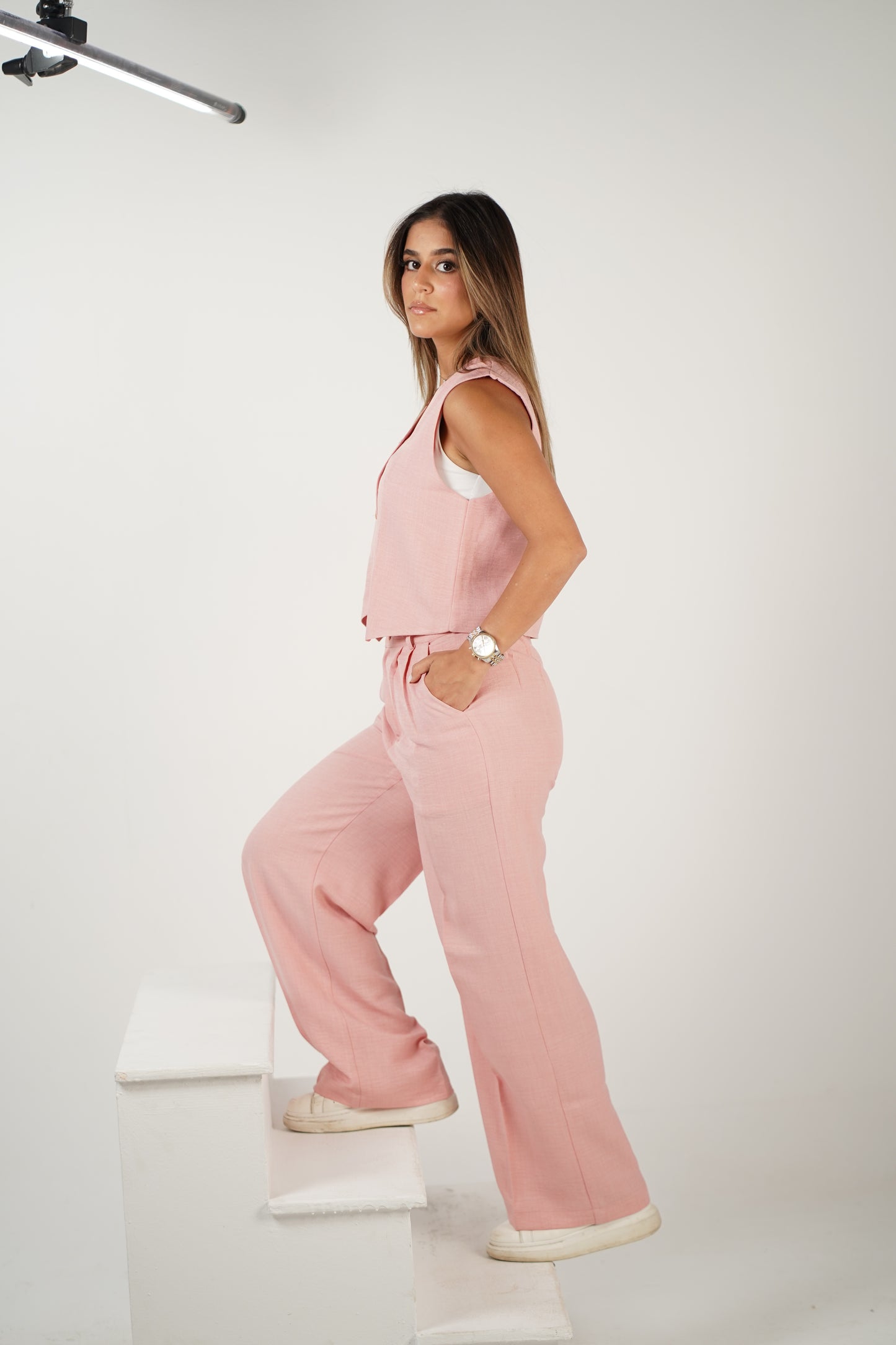 The Vest Set in Lush Blush