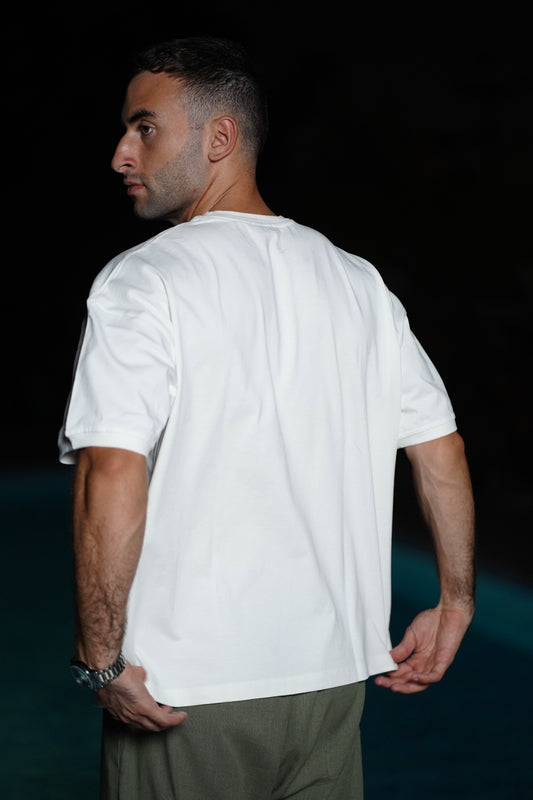 Core tee with light beige embroidery
