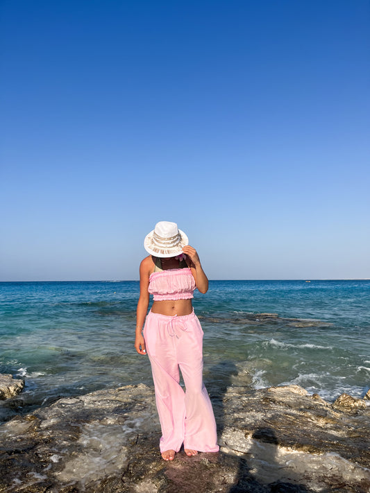 Ruffled set in baby pink