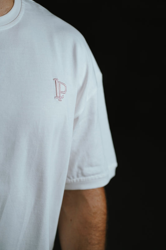 Core tee with baby pink embroidery