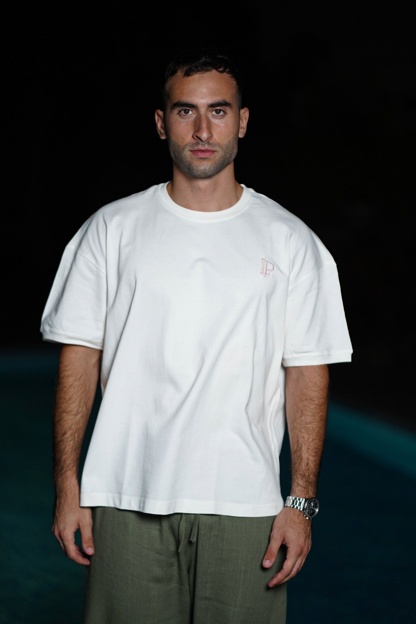Core tee with baby pink embroidery