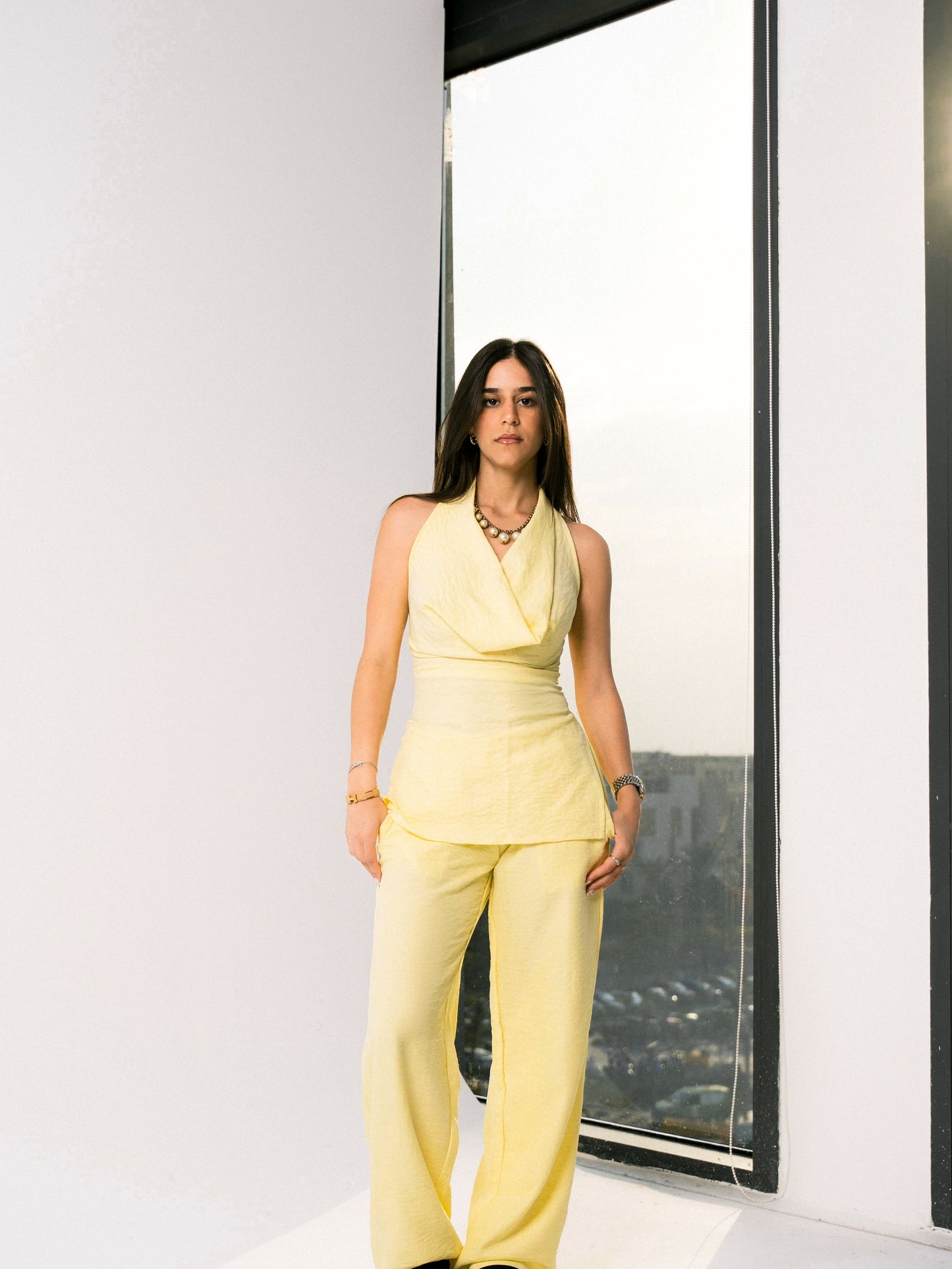 The Drapped set in butter yellow
