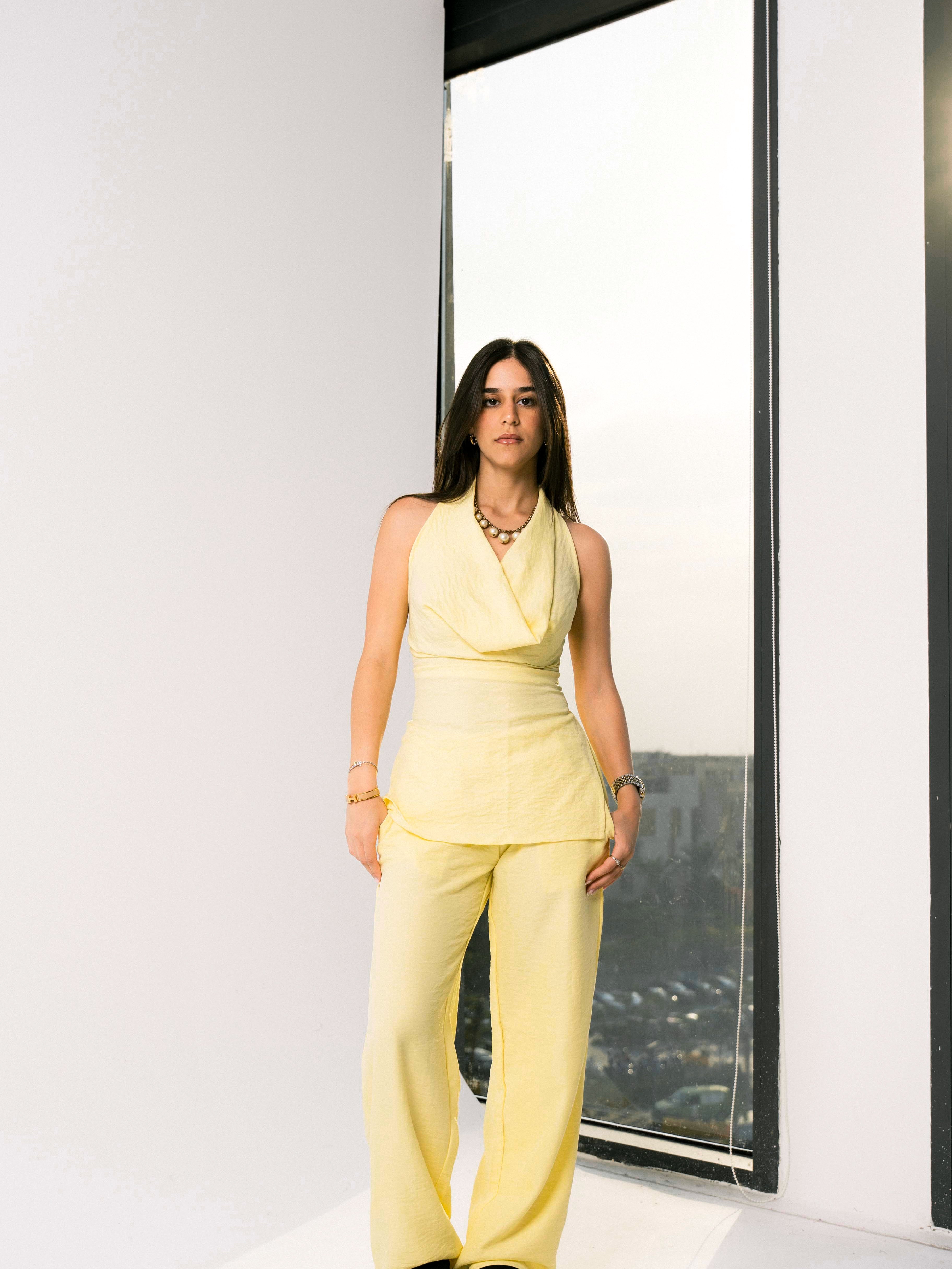 The Drapped set in butter yellow