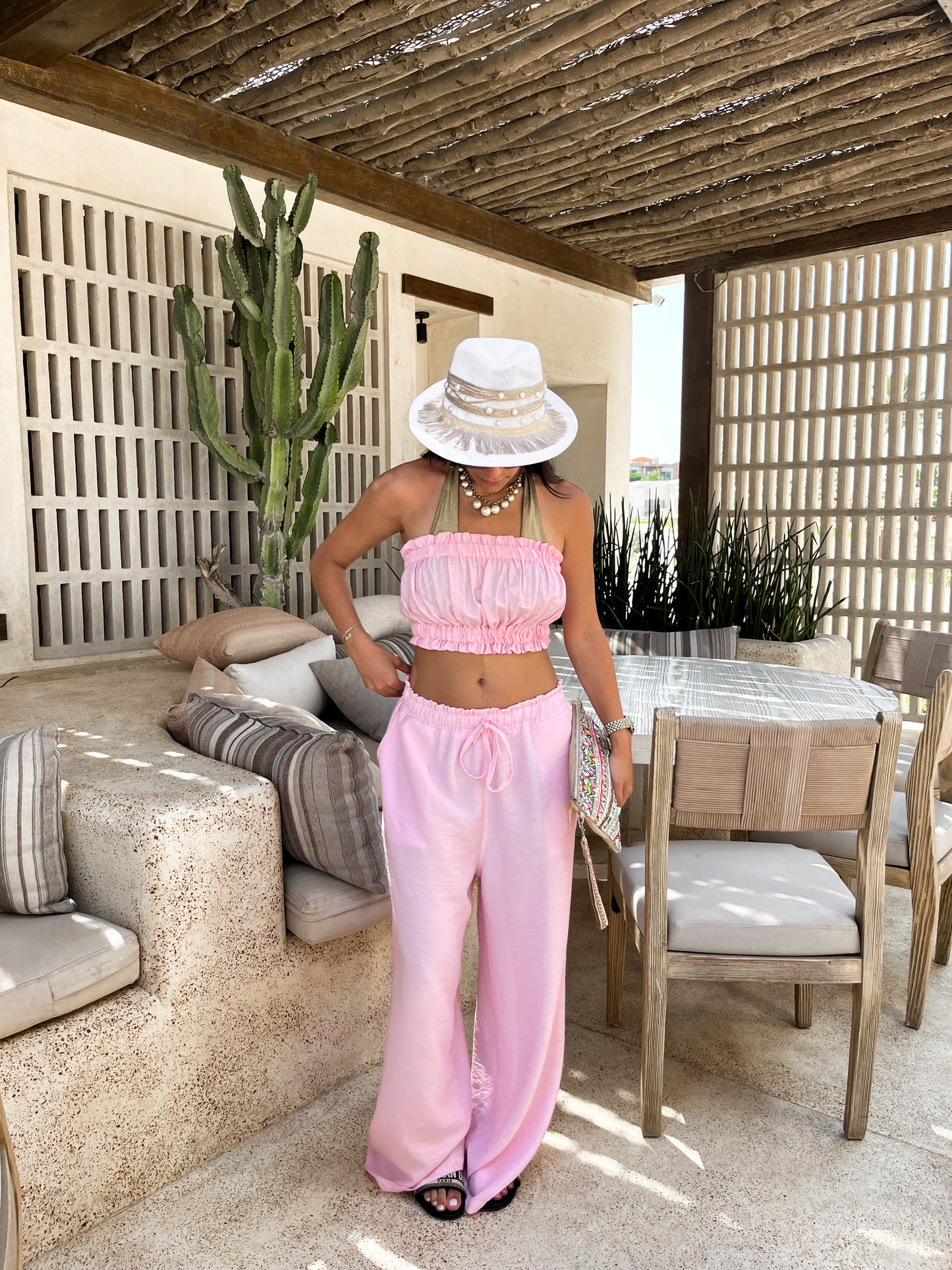Ruffled set in baby pink