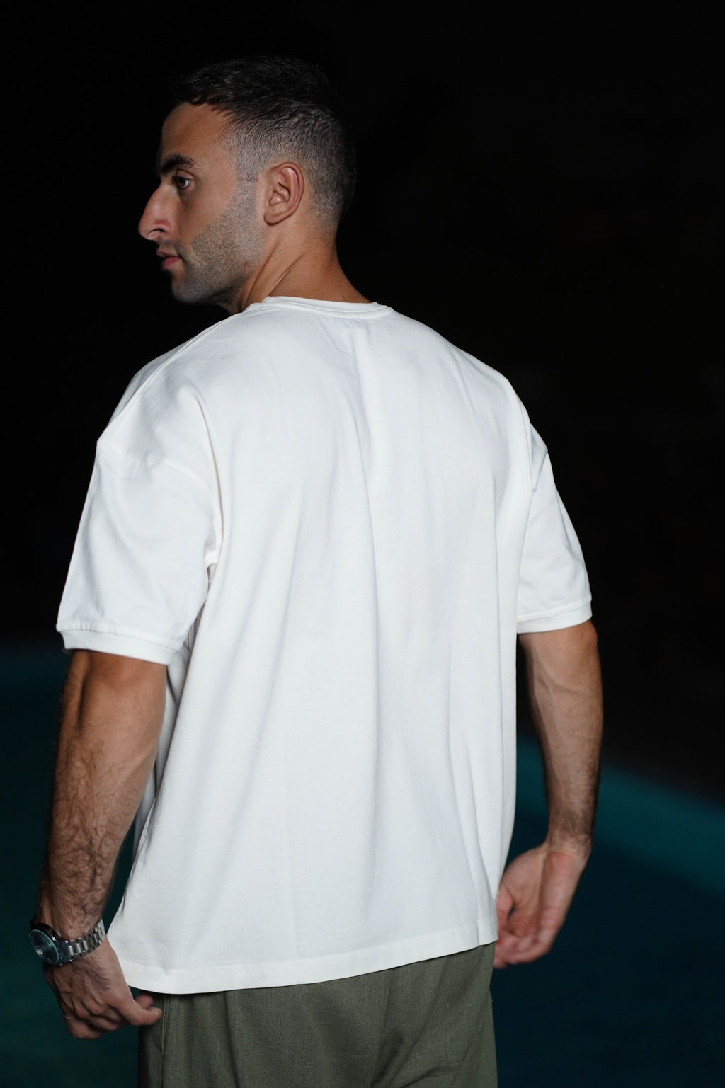 Core tee with light beige embroidery