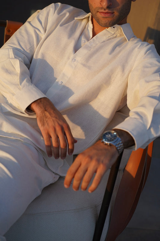 Pure linen off white shirt