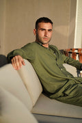 Pure linen olive shirt