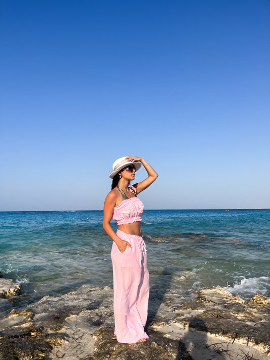 Ruffled set in baby pink