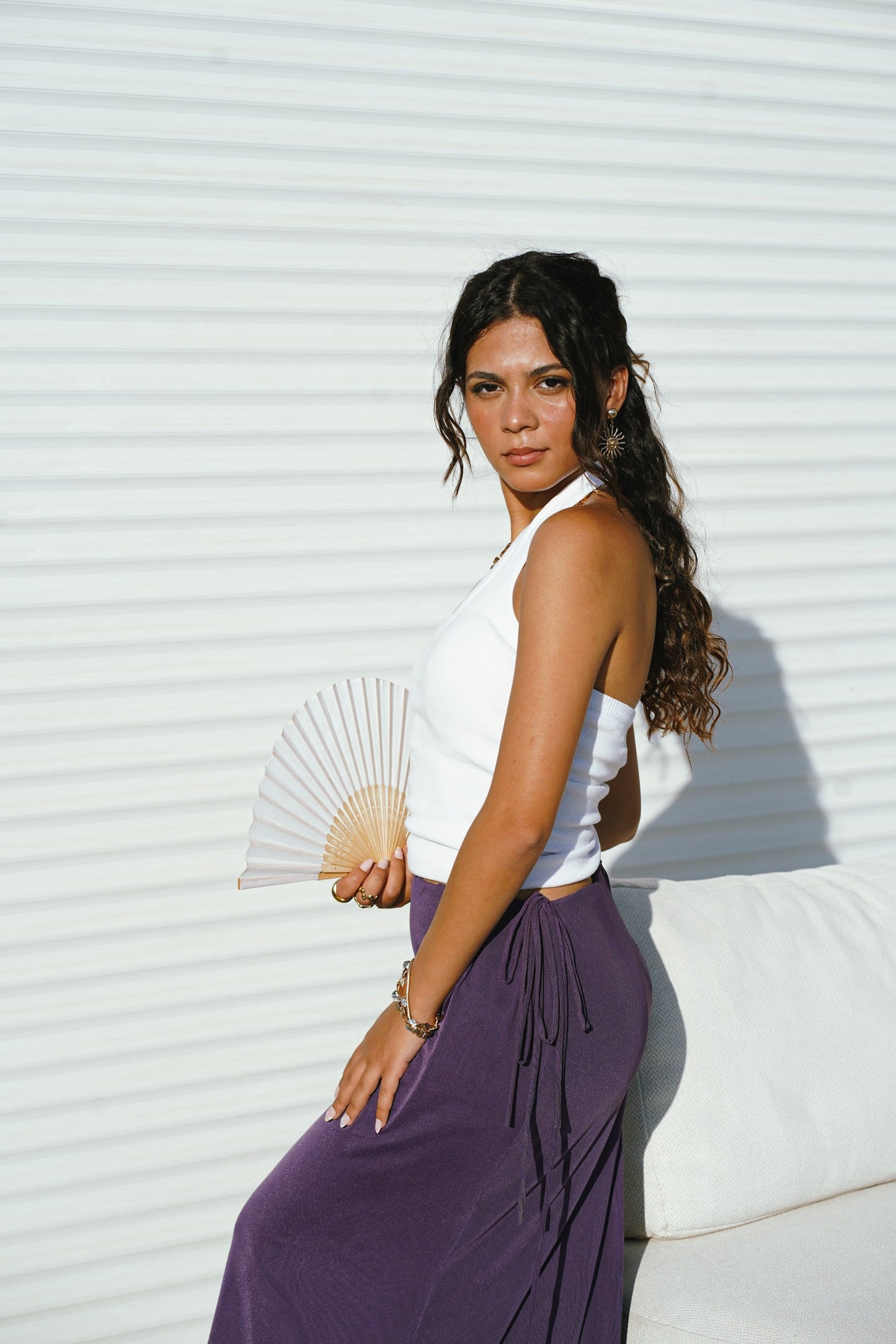 Ribbon mesh skirt in purple