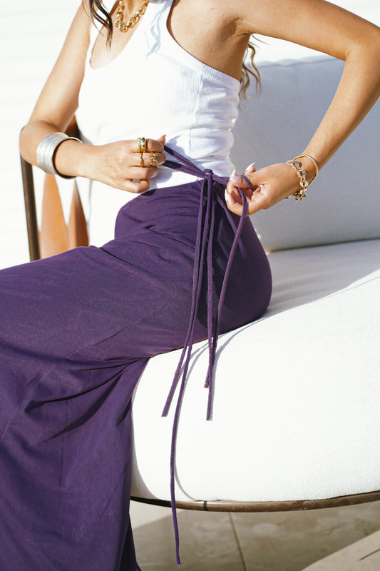 Ribbon mesh skirt in purple