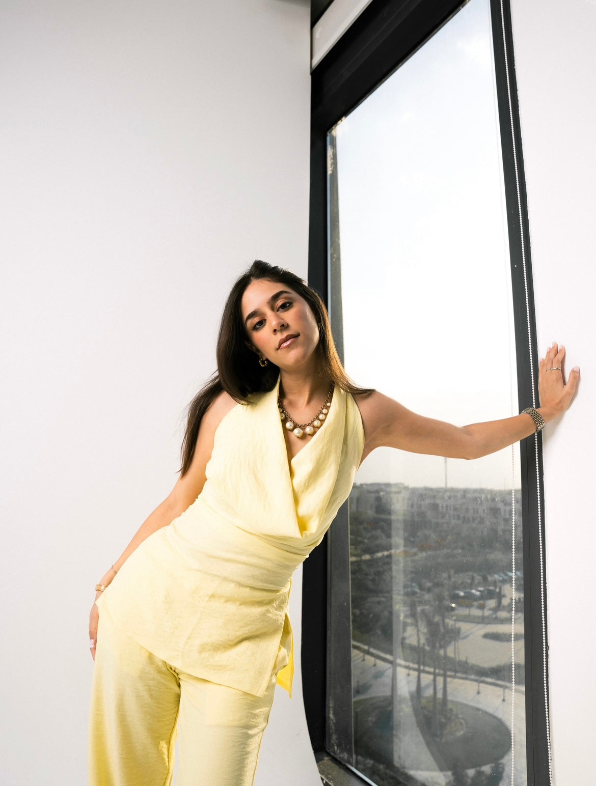 The Drapped set in butter yellow