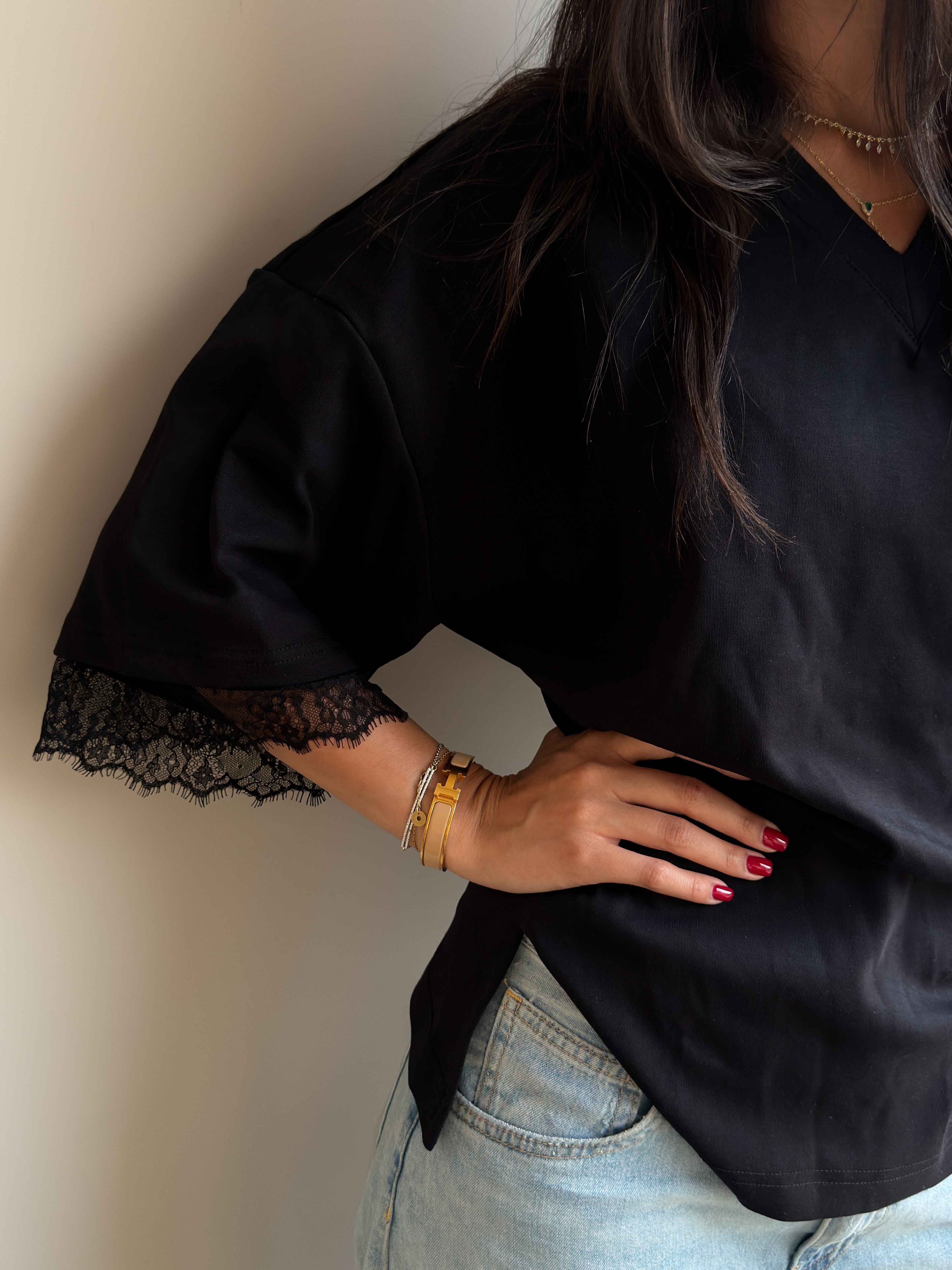 Cinched Lace T-Shirt
