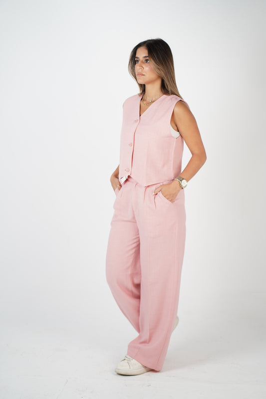 The Vest Set in Lush Blush