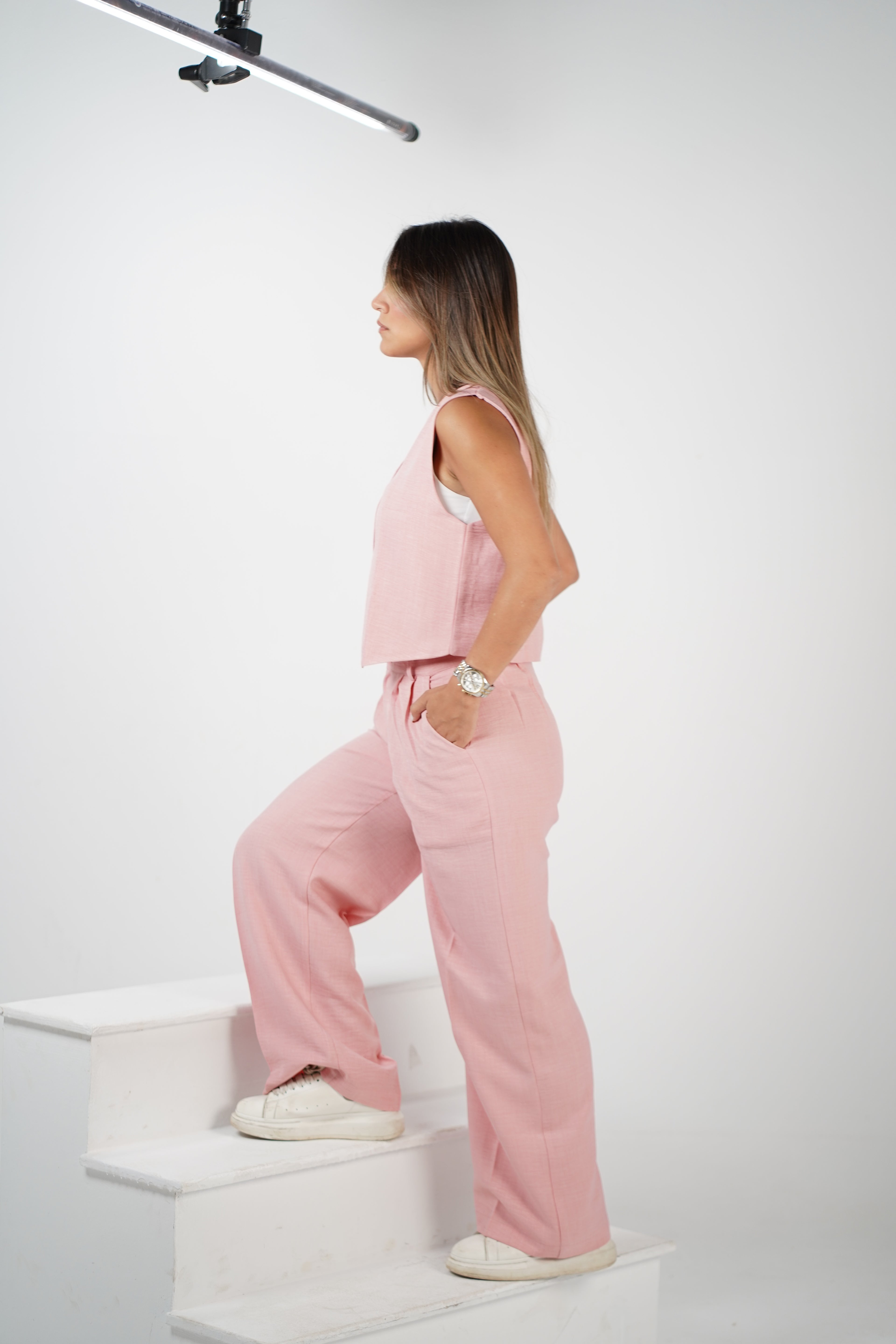 The Vest Set in Lush Blush