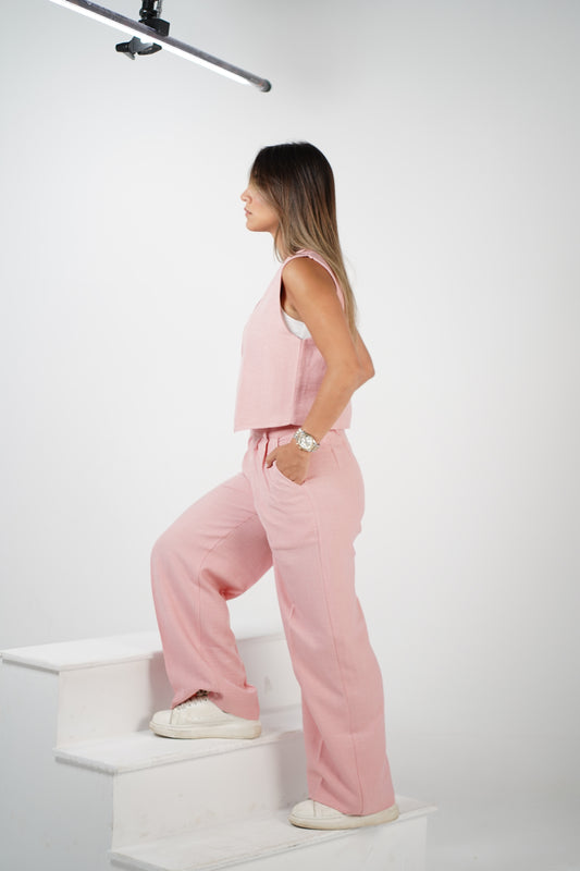 The Vest Set in Lush Blush