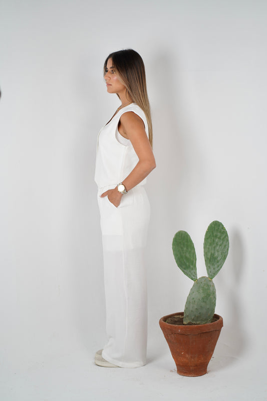 The Vest Set in Pearl White