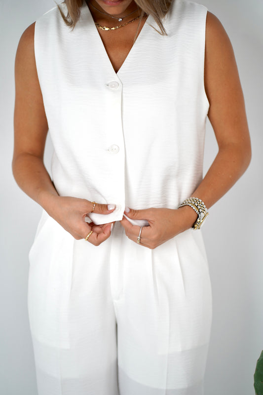 The Vest Set in Pearl White