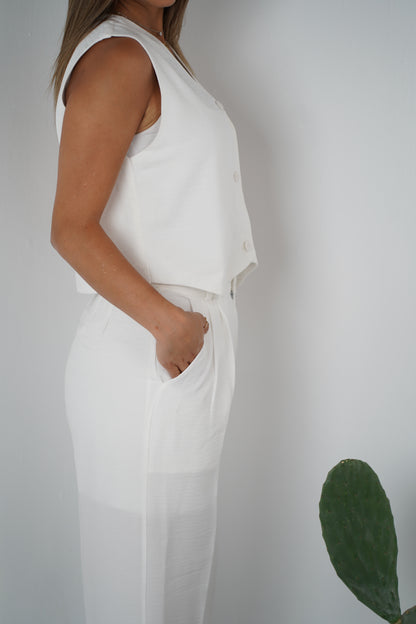 The Vest Set in Pearl White