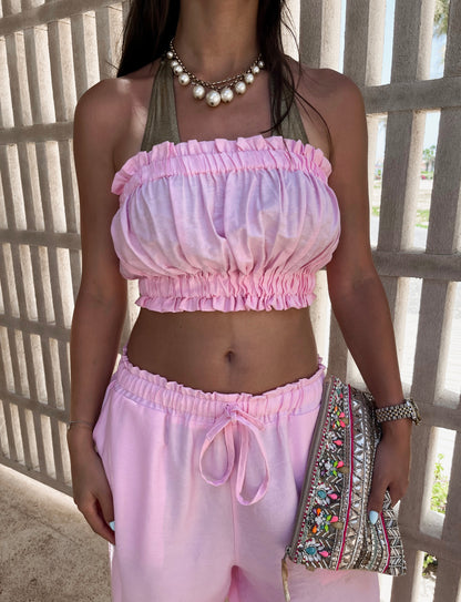 Ruffled set in baby pink